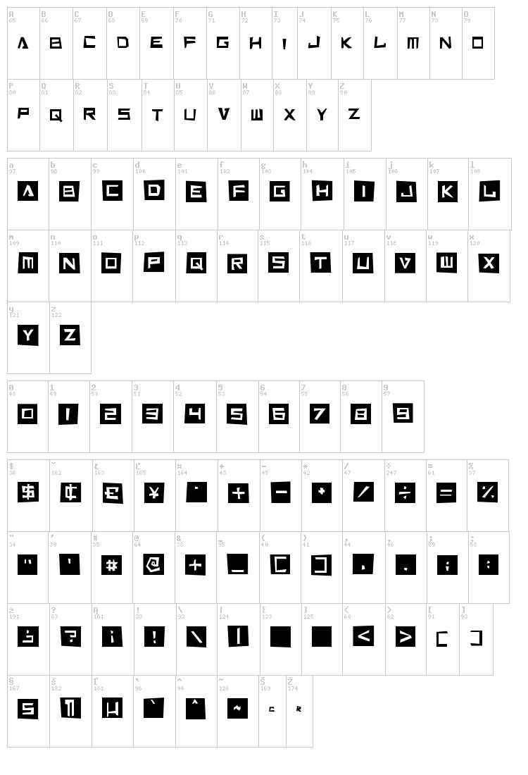 Cut It Out font map